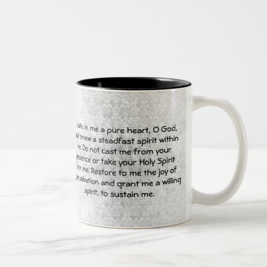 Gebets-Tasse des Psalm-51 Zweifarbige Tasse (Rechts)