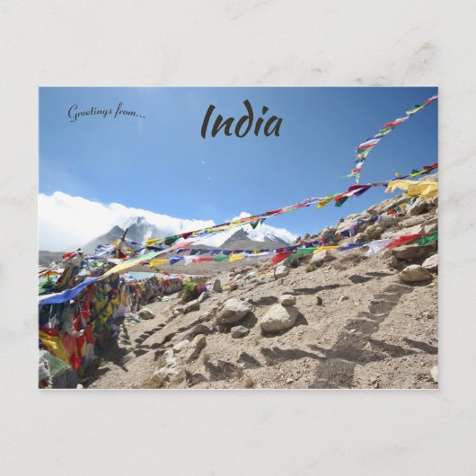 Gebetsfahnen am See Gurudongmar Sikkim Indien Postkarte (Vorderseite)