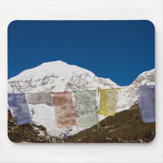 Gebetsfahnen und Monte Jhomolhari, Bhutan. Mousepad (Vorne)