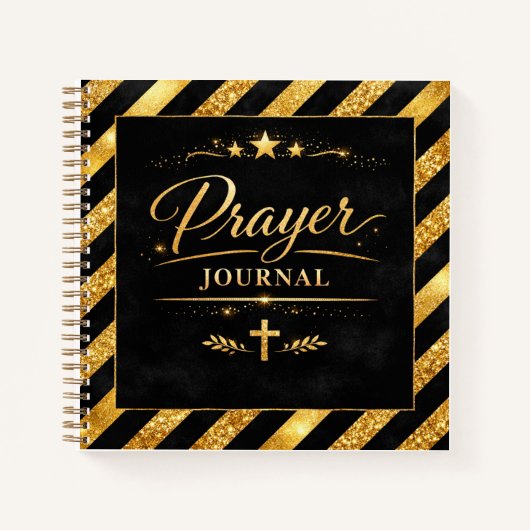 Gebetsjournal, Gold Schwarz Luxus Modern Luxe Notizblock (Vorderseite)