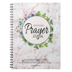 Gebetsjournal Rosa Florales Marmor Notizblock