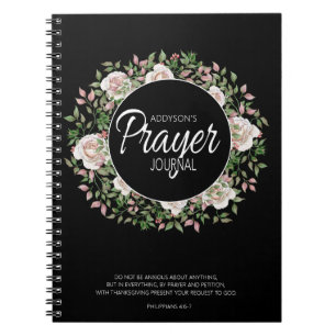 Gebetsjournal Schwarz Weiß Rosa Floral Notizblock