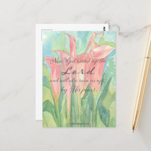 Gebetskarte 1 Corinthians Pink Calla Lily Blume Postkarte