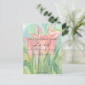 Gebetskarte 1 Corinthians Pink Calla Lily Blume Postkarte (Stehend Vorderseite)