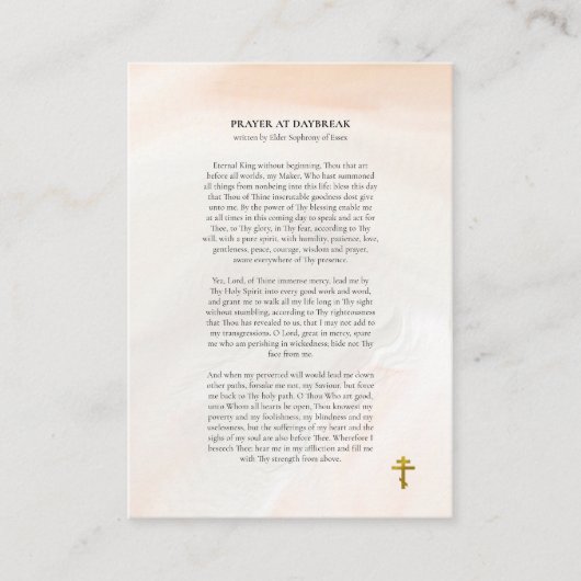 Gebetskarte am Tag der Älteren Sophrony (Vorderseite)