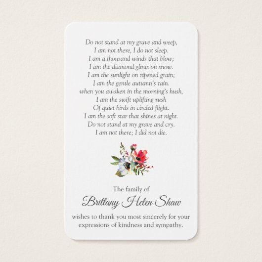 Gebetskarte | Blumensee (Rückseite)