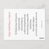 Gebetskarte des Heiligen Kindes Martyr Gabriel Postkarte (Rückseite)