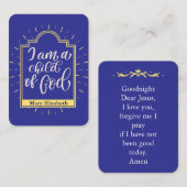 Gebetskarte des personalisierten Kindes Platzkarte (Vorne/Hinten)