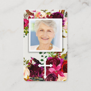 Gebetskarte Floral Bordo & Cross Visitenkarte