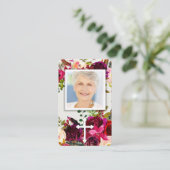 Gebetskarte | Floral Bordo & Cross Visitenkarte (Stehend Vorderseite)