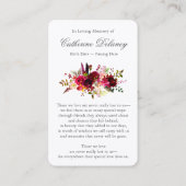 Gebetskarte | Floral Bordo Foto - Deluxe Visitenkarte (Rückseite)