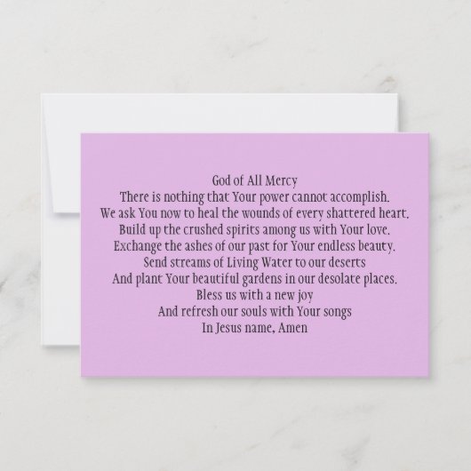 Gebetskarte für die Heilung von gebeutelten Herzen Dankeskarte (Vorderseite)