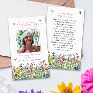 Gebetskarte für helle florale Gedenkfeier