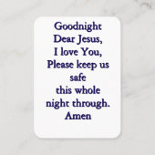 Gebetskarte für Kinder Platzkarte (Rückseite)