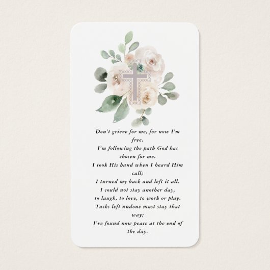 Gebetskarte für weißes Foto (Rückseite)