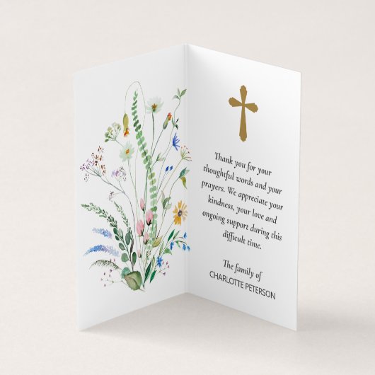 Gebetskarte im Foto der Liebe eingeklappt Visitenkarten (Innenseite)