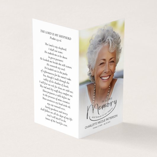 Gebetskarte im Foto der Liebe eingeklappt Visitenkarten (Vorderseite)