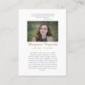 Gebetskarte Jesu Fotos Platzkarte (Rückseite)