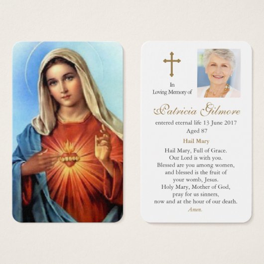 Gebetskarte | Mary Sacred Heart (Vorne & Hinten)
