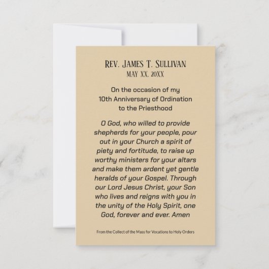 Gebetskarte Name 10. Ordination Jubiläum Mary Dankeskarte (Rückseite)