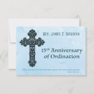 Gebetskarte Name 15. Ordination Jubiläumskreuz Dankeskarte