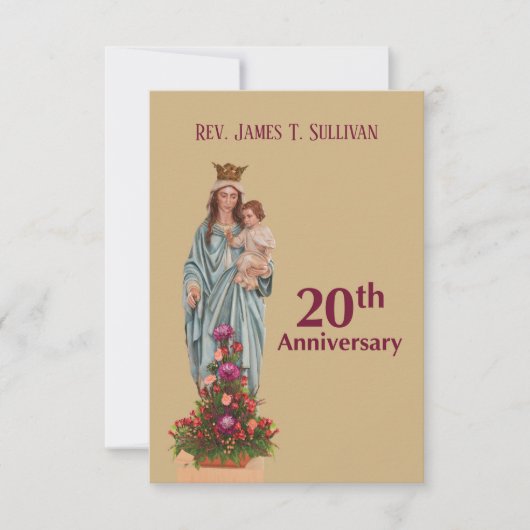 Gebetskarte Name 20. Ordination Jubiläum Mary Dankeskarte (Vorderseite)