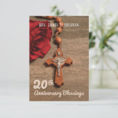 Gebetskarte Name 20. Ordination Jubiläum Rose Dankeskarte (Stehend Vorderseite)