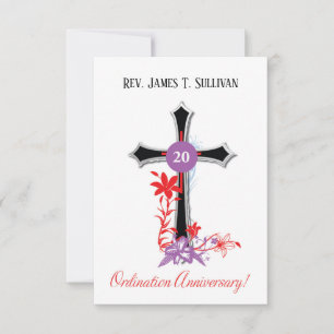 Gebetskarte Name 20. Ordination Jubiläum Schwarz Dankeskarte