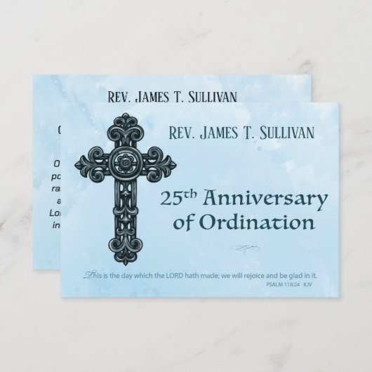 Gebetskarte Name 25. Ordination Jubiläumskreuz Dankeskarte (Vorne/Hinten)