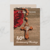 Gebetskarte Name 40. Ordination Jubiläum Rose Dankeskarte (Vorne/Hinten)