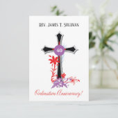 Gebetskarte Name 40. Ordination Jubiläum Schwarz Dankeskarte (Stehend Vorderseite)