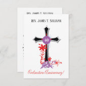 Gebetskarte Name 40. Ordination Jubiläum Schwarz Dankeskarte (Vorne/Hinten)