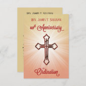 Gebetskarte Name 40. Ordination Jubiläumskreuz Dankeskarte (Vorne/Hinten)