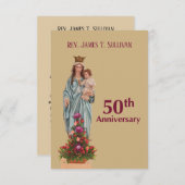 Gebetskarte Name 50. Ordination Jubiläum Mary Dankeskarte (Vorne/Hinten)