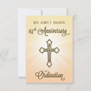 Gebetskarte Name 65. Ordination Jubiläumskreuz Dankeskarte