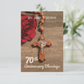 Gebetskarte Name 70. Ordination Jubiläum Rose Dankeskarte (Stehend Vorderseite)
