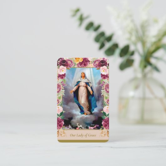 Gebetskarte | Our Lady of Grace - Deluxe Visitenkarte (Stehend Vorderseite)