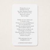 Gebetskarte | Schöne Poppies (Rückseite)