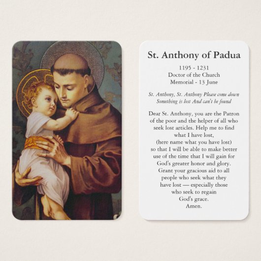 Gebetskarte | St. Anthony Padua (Vorne & Hinten)