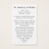 Gebetskarte | St. Anthony Padua (Rückseite)