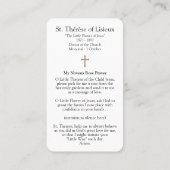 Gebetskarte | Thérèse aux Rose Visitenkarte (Rückseite)