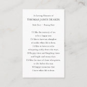 Gebetskarten für die Beerdigung Schöne Seascape Visitenkarte (Rückseite)