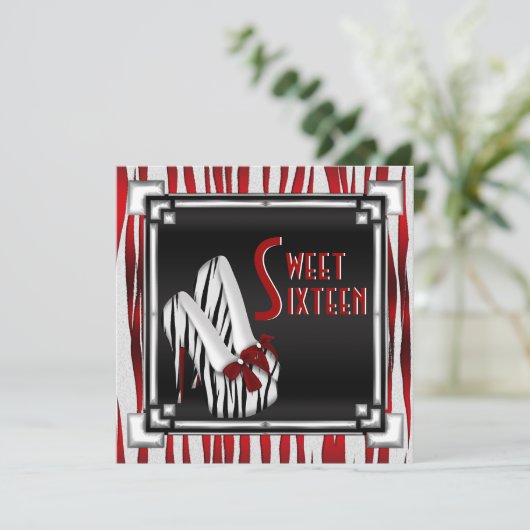 Gebeugter Zebra-Stilett-Fersen-roter Einladung (Stehend Vorderseite)