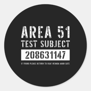 Gebiet 51 Prüfgegenstand 1147 Alien Entführung Hal Runder Aufkleber