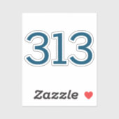 Gebiet Code 313 (Detroit) Aufkleber (Blatt)