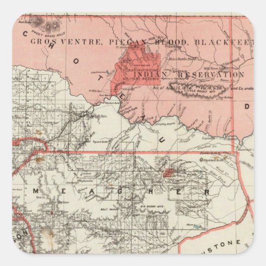 Gebiet Montana Quadratischer Aufkleber (Vorderseite)