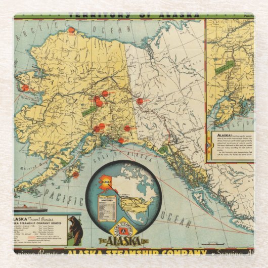 Gebiet von Alaska Glasuntersetzer (Vorderseite)