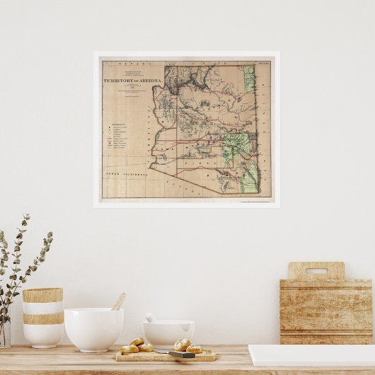 Gebiet von Arizona Karte 1876 Poster (Küche)