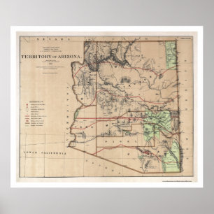 Gebiet von Arizona-Karte 1876 Poster