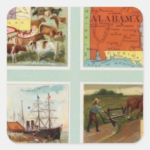 Gebiet von Wyoming, Alabama, Louisiana, Kansas Quadratischer Aufkleber